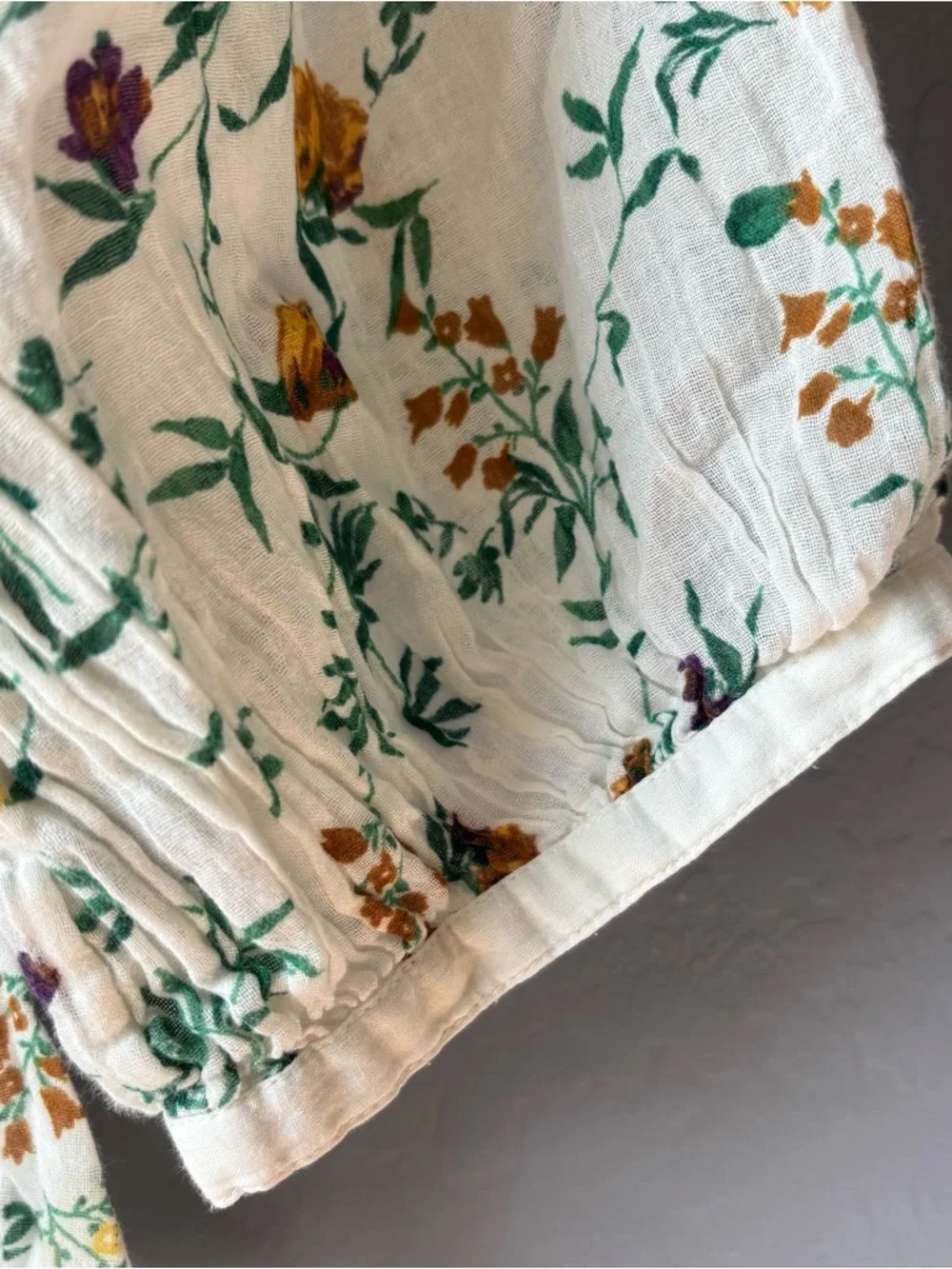 Lucky Brand Floral Button Up Banded Top Womens Medium Relaxed Fit Cotton Boho - Picture 6 of 14